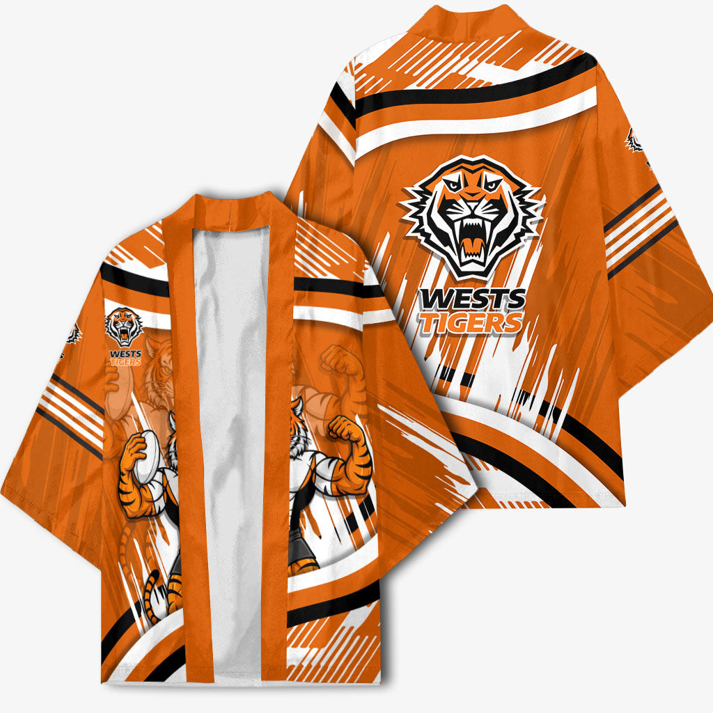 Wests Tigers Rugby Mascot Kimono Fierce Athlete Graphic in Sports Style