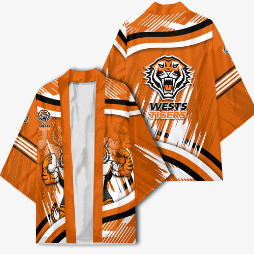 Wests Tigers Rugby Mascot Kimono Fierce Athlete Graphic in Sports Style