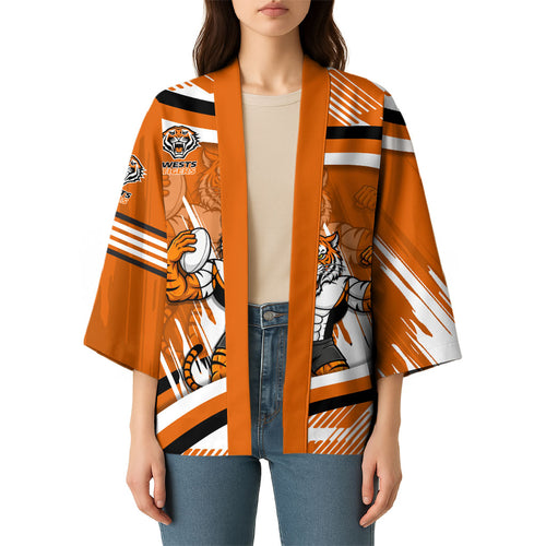 Wests Tigers Rugby Mascot Kimono Fierce Athlete Graphic in Sports Style