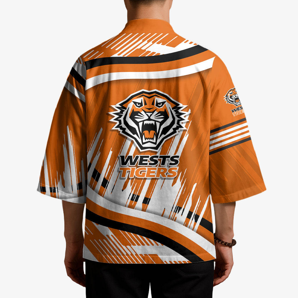 Wests Tigers Rugby Mascot Kimono Fierce Athlete Graphic in Sports Style