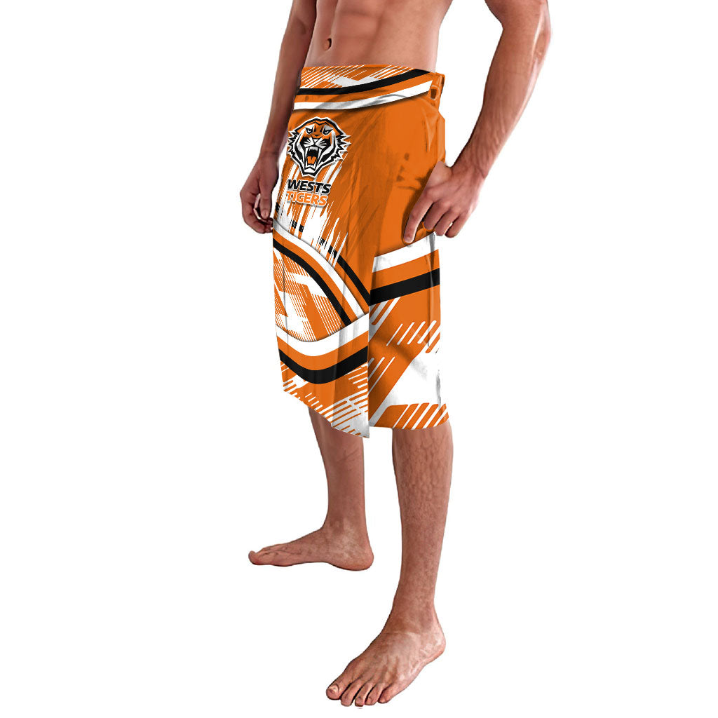 Wests Tigers Rugby Mascot Lavalava Fierce Athlete Graphic in Sports Style
