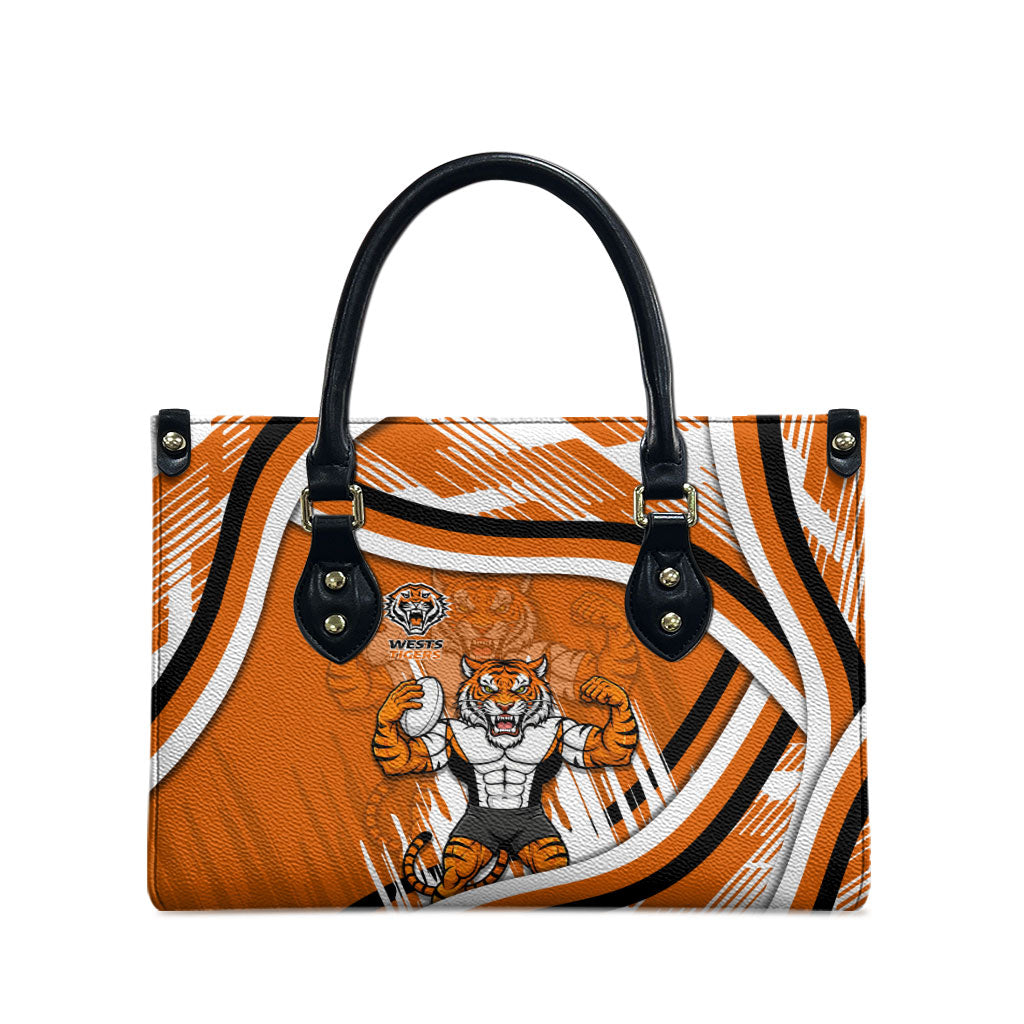 Wests Tigers Rugby Mascot Leather Bag Fierce Athlete Graphic in Sports Style