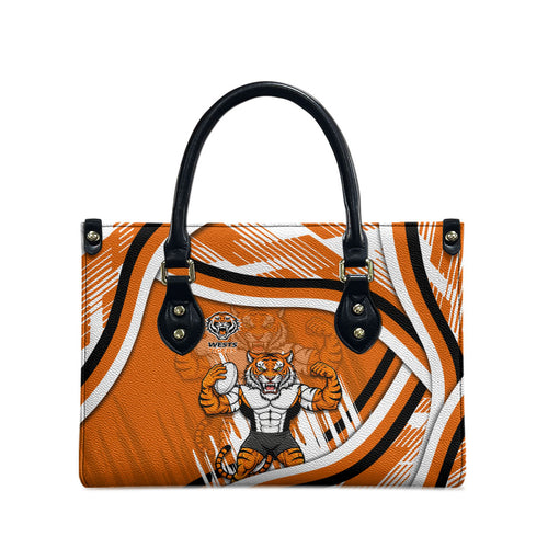Wests Tigers Rugby Mascot Leather Bag Fierce Athlete Graphic in Sports Style
