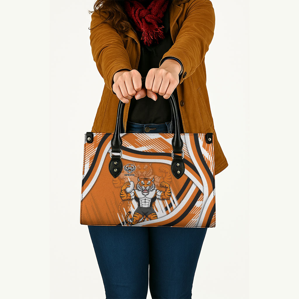 Wests Tigers Rugby Mascot Leather Bag Fierce Athlete Graphic in Sports Style