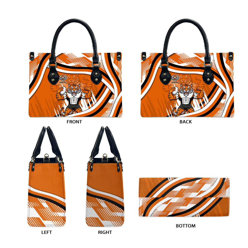 Wests Tigers Rugby Mascot Leather Bag Fierce Athlete Graphic in Sports Style