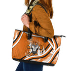 Wests Tigers Rugby Mascot Leather Tote Bag Fierce Athlete Graphic in Sports Style