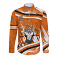 Wests Tigers Rugby Mascot Long Sleeve Button Shirt Fierce Athlete Graphic in Sports Style