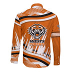 Wests Tigers Rugby Mascot Long Sleeve Button Shirt Fierce Athlete Graphic in Sports Style