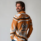 Wests Tigers Rugby Mascot Long Sleeve Polo Shirt Fierce Athlete Graphic in Sports Style
