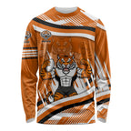 Wests Tigers Rugby Mascot Long Sleeve Shirt Fierce Athlete Graphic in Sports Style