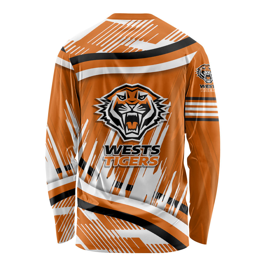 Wests Tigers Rugby Mascot Long Sleeve Shirt Fierce Athlete Graphic in Sports Style