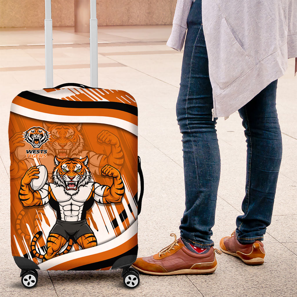 Wests Tigers Rugby Mascot Luggage Cover Fierce Athlete Graphic in Sports Style