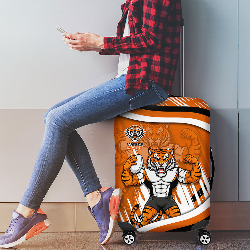 Wests Tigers Rugby Mascot Luggage Cover Fierce Athlete Graphic in Sports Style
