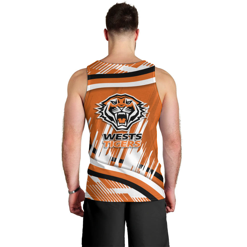 Wests Tigers Rugby Mascot Men Tank Top Fierce Athlete Graphic in Sports Style