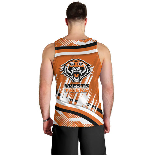 Wests Tigers Rugby Mascot Men Tank Top Fierce Athlete Graphic in Sports Style