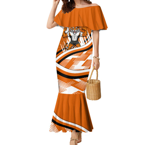 Wests Tigers Rugby Mascot Mermaid Dress Fierce Athlete Graphic in Sports Style