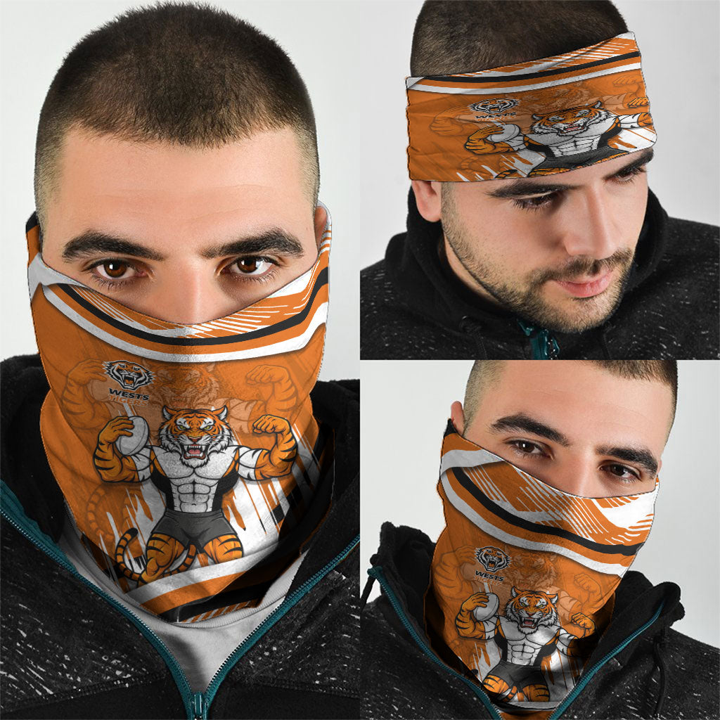 Wests Tigers Rugby Mascot Neck Gaiter Fierce Athlete Graphic in Sports Style