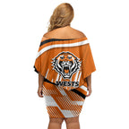 Wests Tigers Rugby Mascot Off Shoulder Short Dress Fierce Athlete Graphic in Sports Style