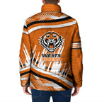 Wests Tigers Rugby Mascot Padded Jacket Fierce Athlete Graphic in Sports Style