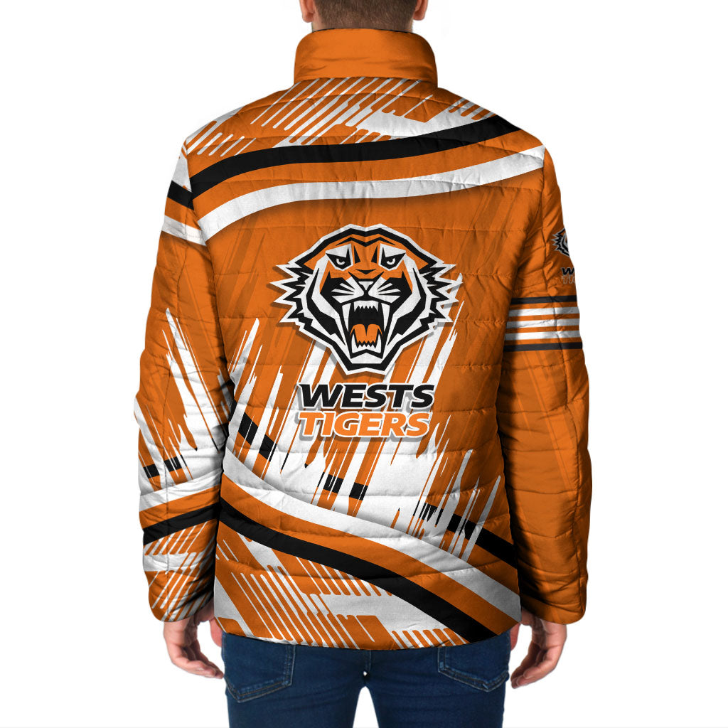 Wests Tigers Rugby Mascot Padded Jacket Fierce Athlete Graphic in Sports Style