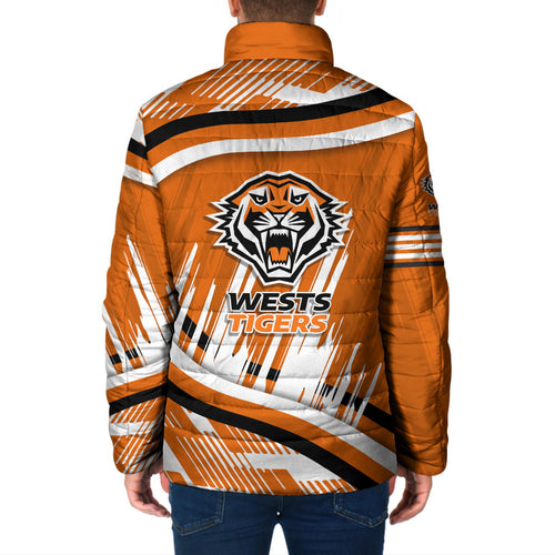 Wests Tigers Rugby Mascot Padded Jacket Fierce Athlete Graphic in Sports Style
