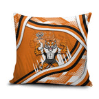 Wests Tigers Rugby Mascot Pillow Cover Fierce Athlete Graphic in Sports Style