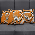 Wests Tigers Rugby Mascot Pillow Cover Fierce Athlete Graphic in Sports Style