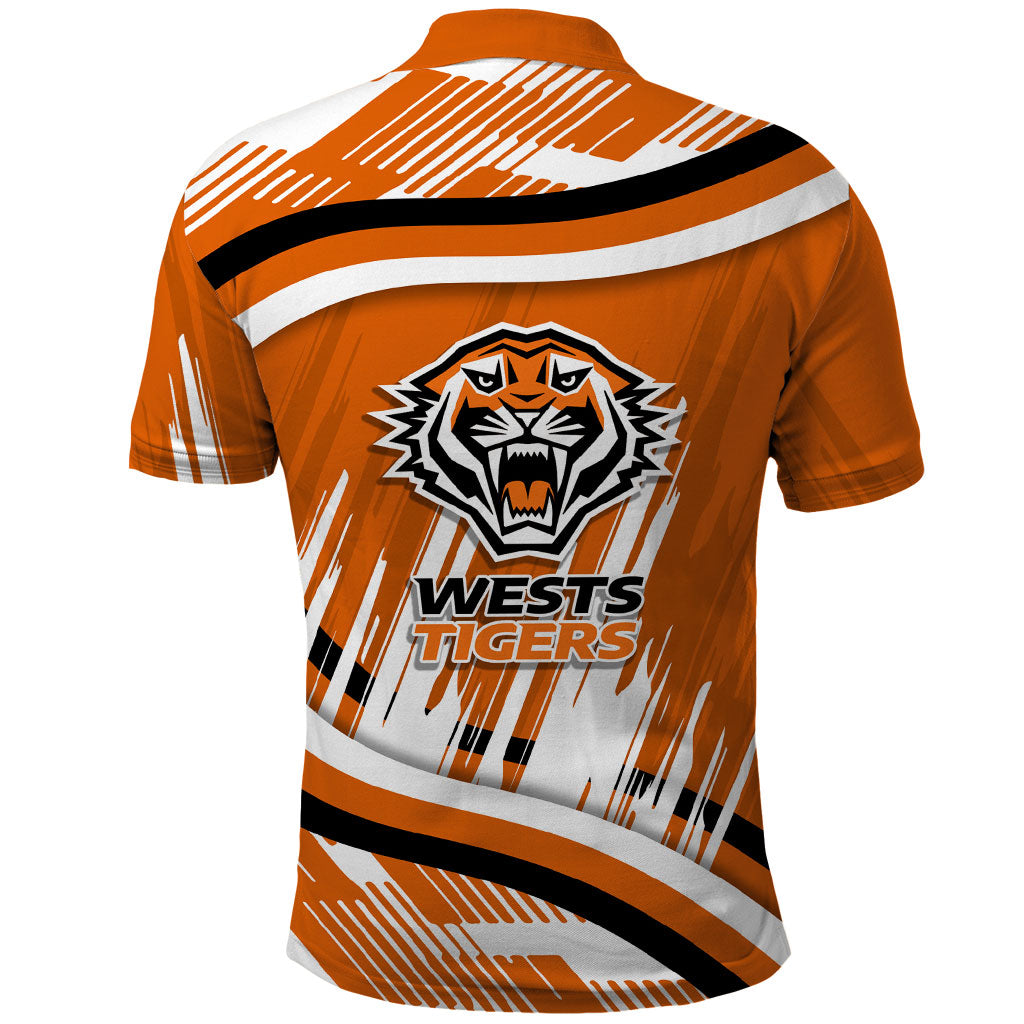 Wests Tigers Rugby Mascot Polo Shirt Fierce Athlete Graphic in Sports Style