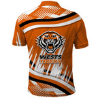 Wests Tigers Rugby Mascot Polo Shirt Fierce Athlete Graphic in Sports Style