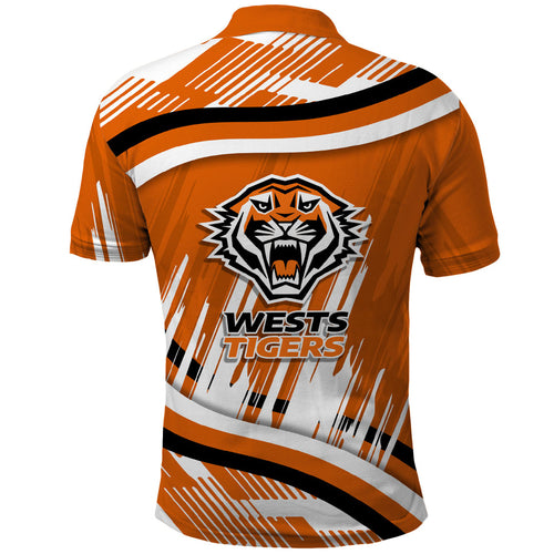 Wests Tigers Rugby Mascot Polo Shirt Fierce Athlete Graphic in Sports Style