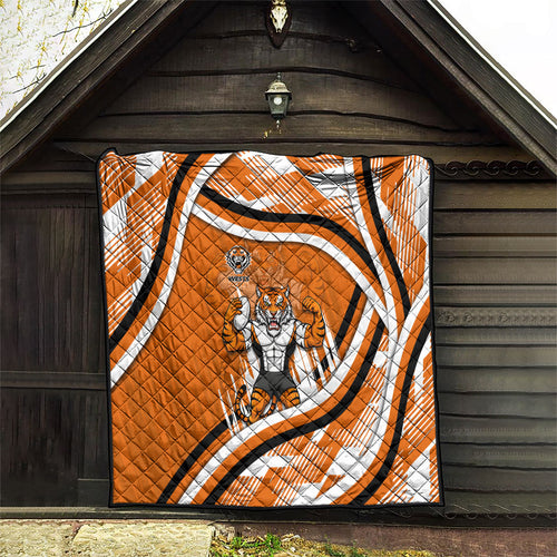 Wests Tigers Rugby Mascot Quilt Fierce Athlete Graphic in Sports Style