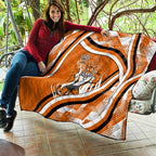 Wests Tigers Rugby Mascot Quilt Fierce Athlete Graphic in Sports Style