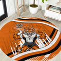 Wests Tigers Rugby Mascot Round Carpet Fierce Athlete Graphic in Sports Style
