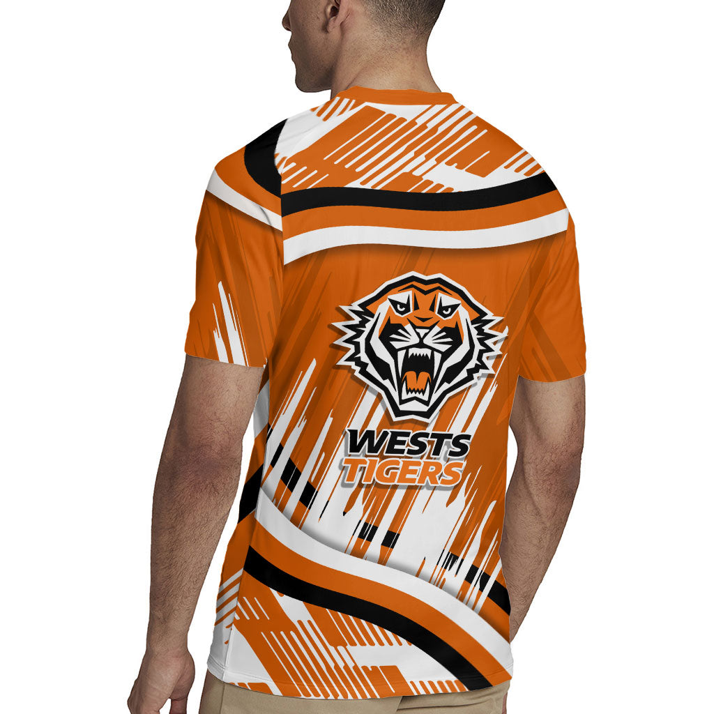 Wests Tigers Rugby Mascot Rugby Jersey Fierce Athlete Graphic in Sports Style