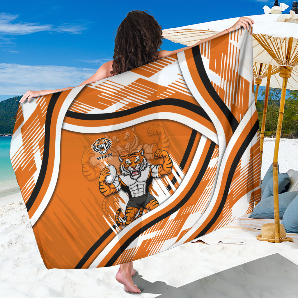 Wests Tigers Rugby Mascot Sarong Fierce Athlete Graphic in Sports Style