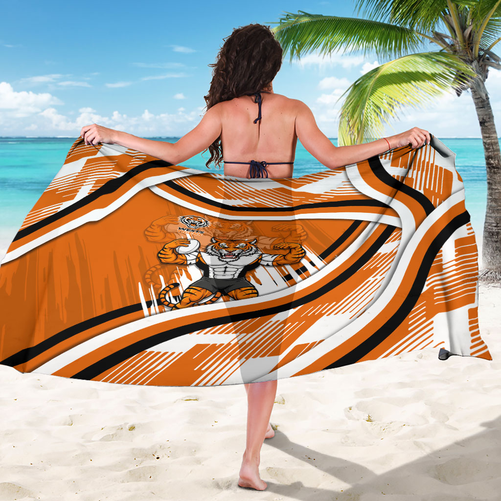 Wests Tigers Rugby Mascot Sarong Fierce Athlete Graphic in Sports Style
