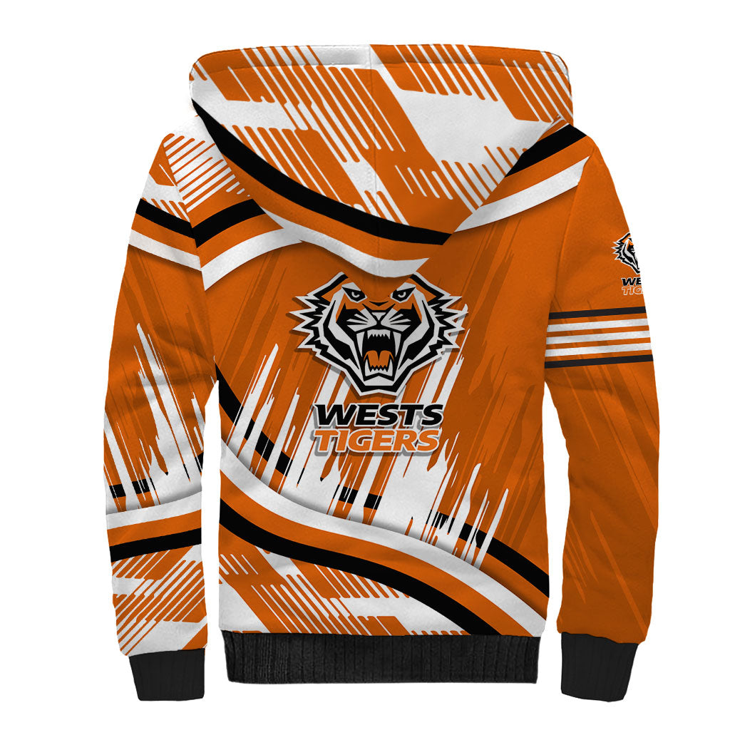 Wests Tigers Rugby Mascot Sherpa Hoodie Fierce Athlete Graphic in Sports Style