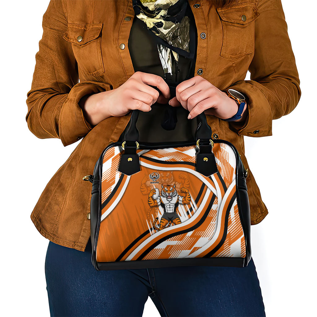 Wests Tigers Rugby Mascot Shoulder Handbag Fierce Athlete Graphic in Sports Style