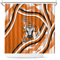Wests Tigers Rugby Mascot Shower Curtain Fierce Athlete Graphic in Sports Style