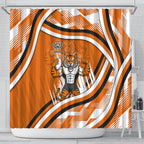 Wests Tigers Rugby Mascot Shower Curtain Fierce Athlete Graphic in Sports Style