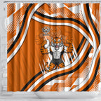 Wests Tigers Rugby Mascot Shower Curtain Fierce Athlete Graphic in Sports Style