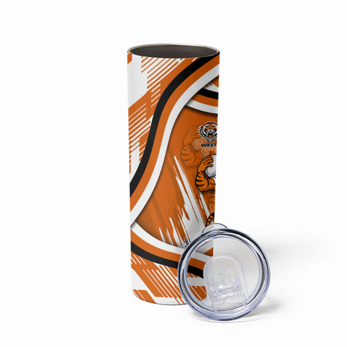 Wests Tigers Rugby Mascot Skinny Tumbler Fierce Athlete Graphic in Sports Style