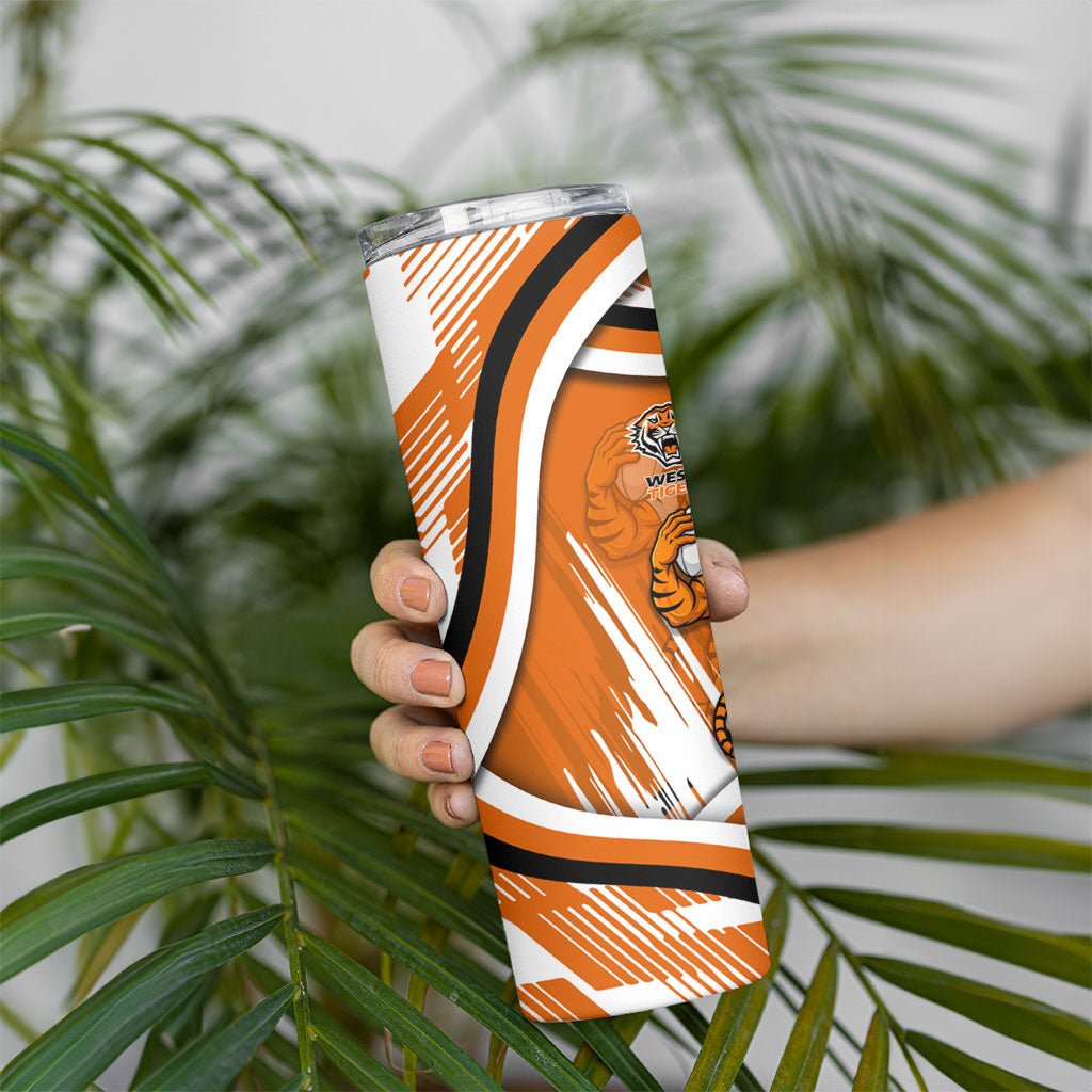Wests Tigers Rugby Mascot Skinny Tumbler Fierce Athlete Graphic in Sports Style