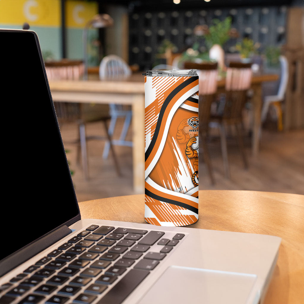 Wests Tigers Rugby Mascot Skinny Tumbler Fierce Athlete Graphic in Sports Style