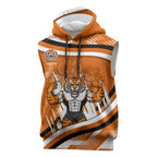 Wests Tigers Rugby Mascot Sleeveless Hoodie Fierce Athlete Graphic in Sports Style
