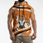 Wests Tigers Rugby Mascot Sleeveless Hoodie Fierce Athlete Graphic in Sports Style