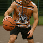 Wests Tigers Rugby Mascot Sleeveless Hoodie Fierce Athlete Graphic in Sports Style