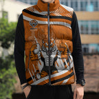 Wests Tigers Rugby Mascot Sleeveless Puffer Jacket Fierce Athlete Graphic in Sports Style