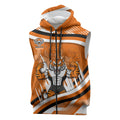 Wests Tigers Rugby Mascot Sleeveless Zip Hoodie Fierce Athlete Graphic in Sports Style