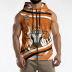 Wests Tigers Rugby Mascot Sleeveless Zip Hoodie Fierce Athlete Graphic in Sports Style